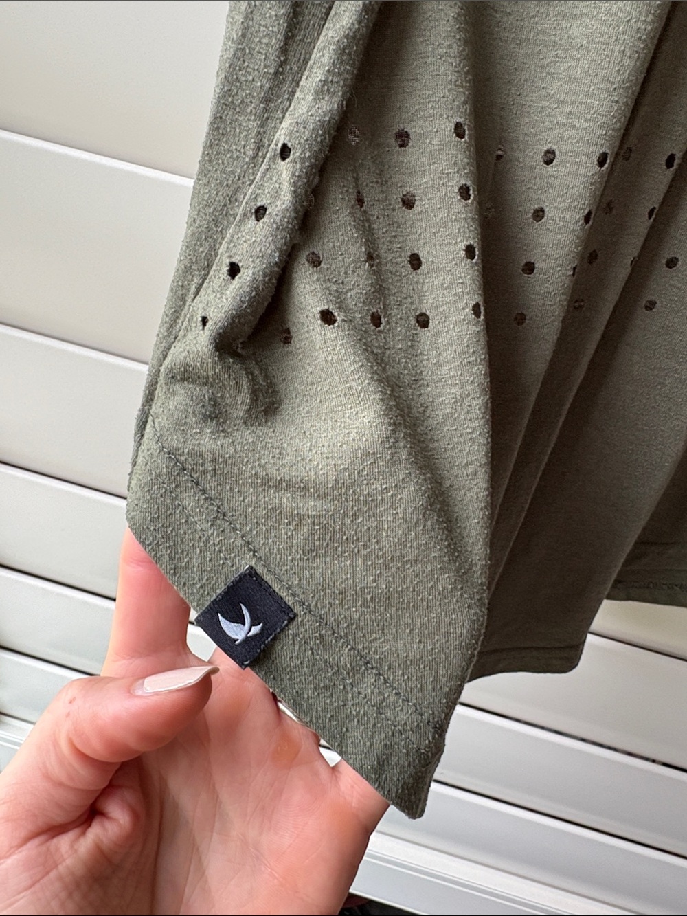 Glyder Olive Perforated Muscle Tee - Picture 2 of 2